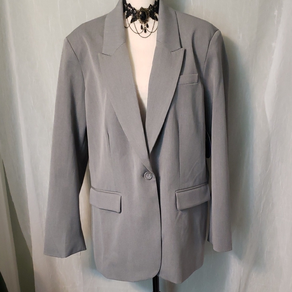 Dove Gray One-button Tropical Blazer XXL